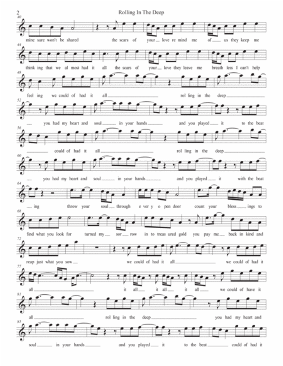 Rolling In The Deep Violin Solo scores gallery preview page 2