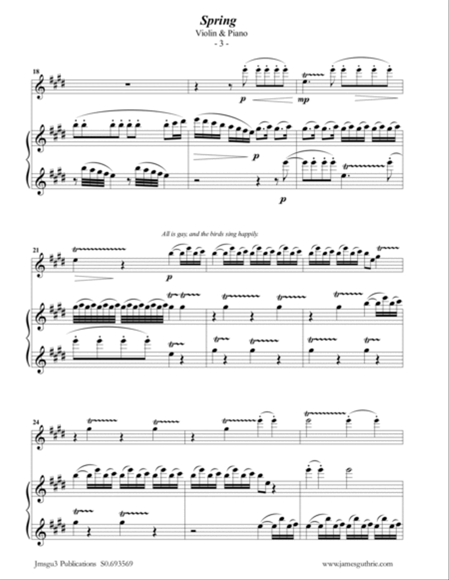 Vivaldi: Spring from the Four Seasons for Violin & Piano Violin Solo scores gallery preview page 3