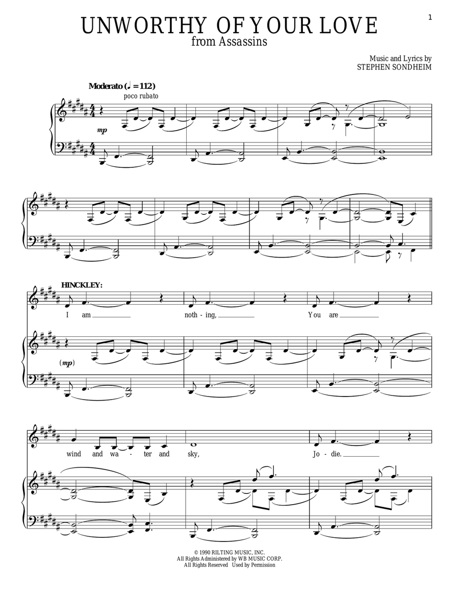 Unworthy Of Your Love Piano, Vocal scores gallery preview page 1