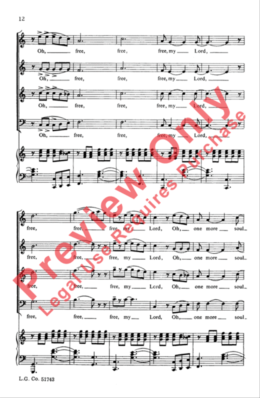 Free, My Lord, Free at Las' 4-Part scores gallery preview page 12