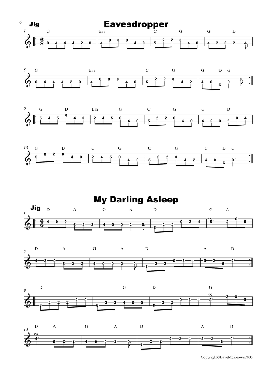 Irish Dance Music Vol.1 for 4 String Banjo Tab CGDA; 40 Jigs, Reels, Hornpipes and more.... 4-String Banjo scores gallery preview page 6