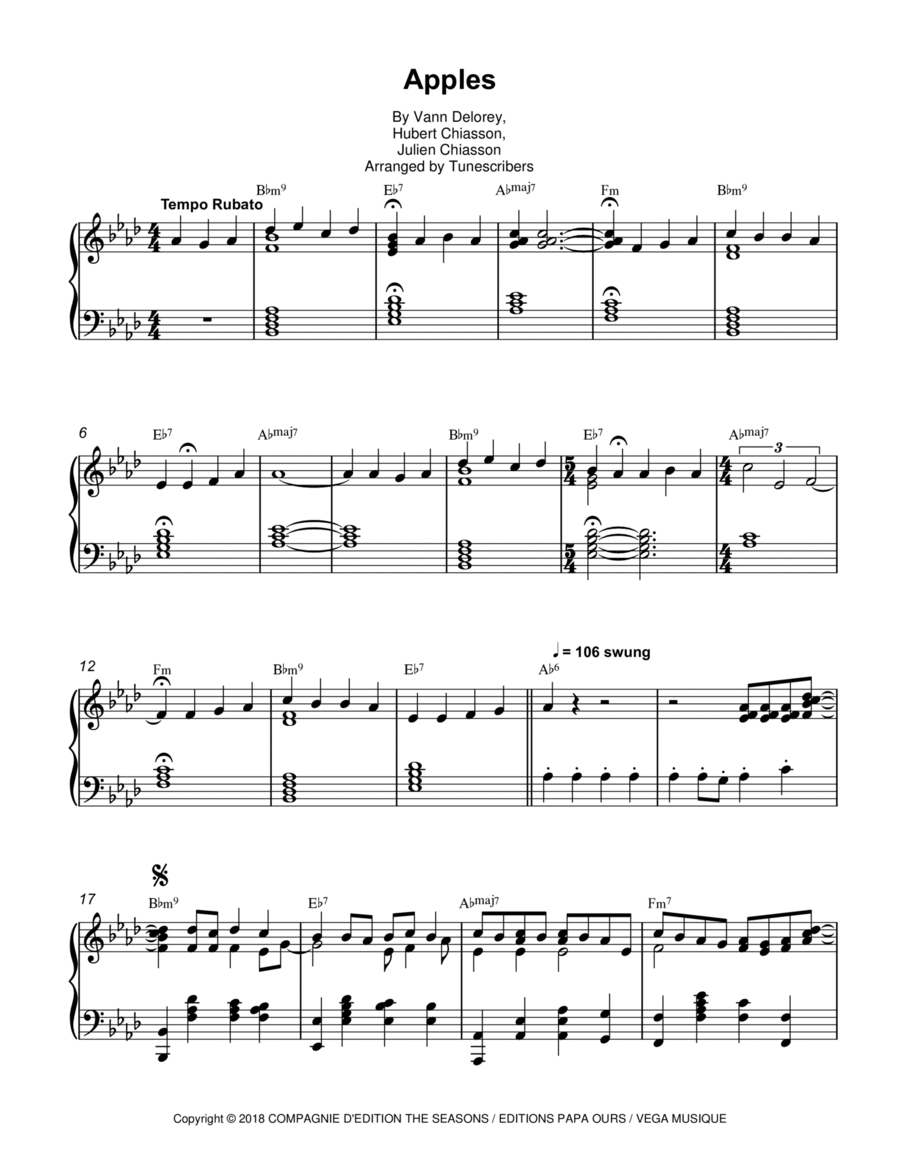 Apples Piano Solo scores gallery preview page 1