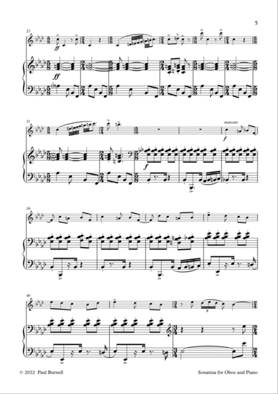 Sonatina for Oboe and Piano Piano scores gallery preview page 5