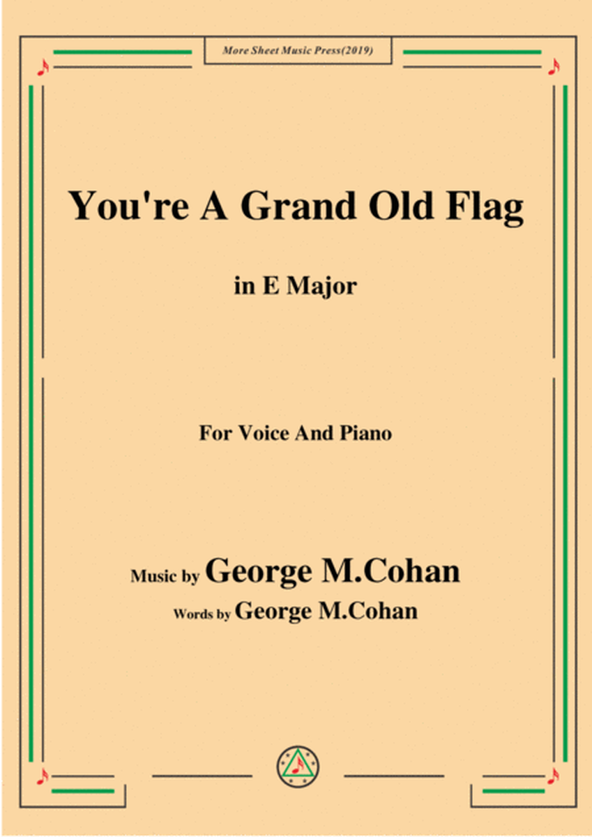 George M. Cohan-You're A Grand Old Flag,in E Major,for Voice&Piano image number null
