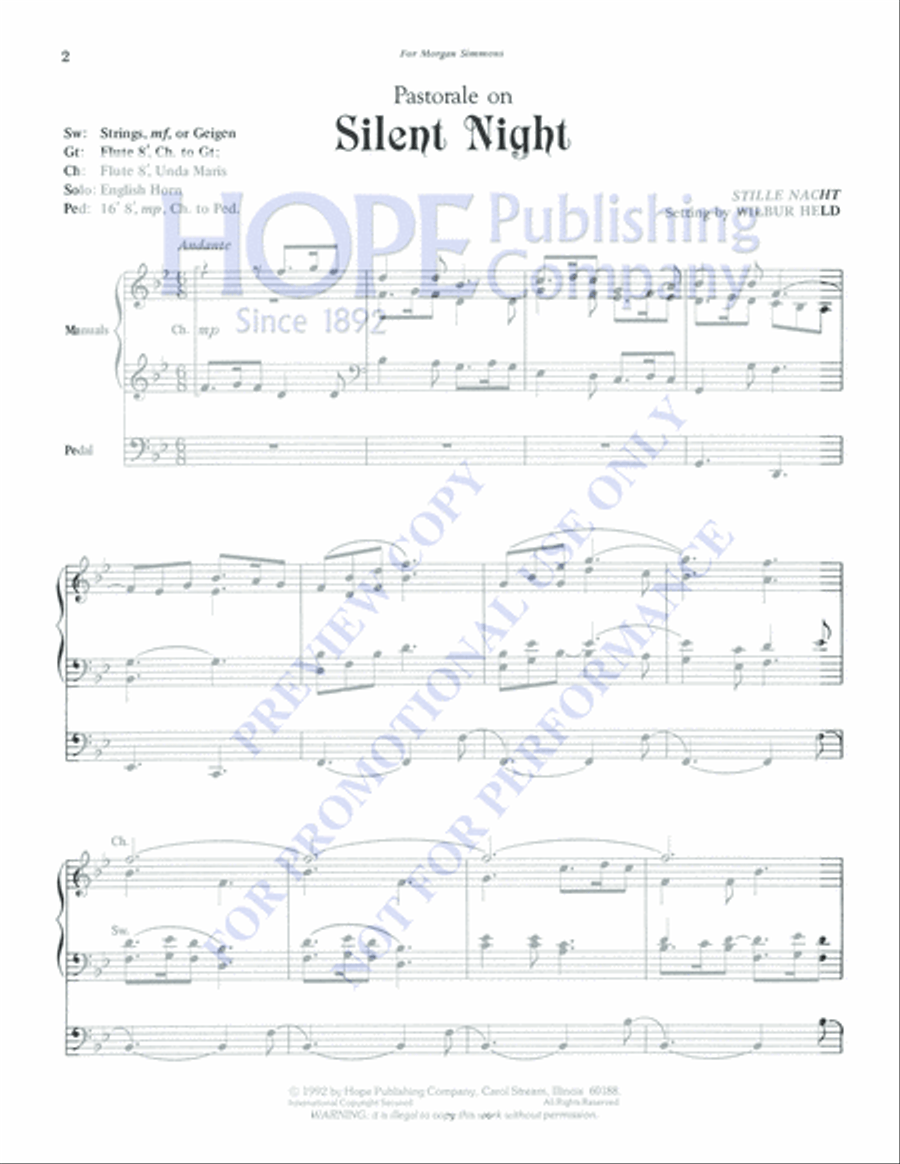 Pastorale on Silent Night Organ Solo scores gallery preview page 2