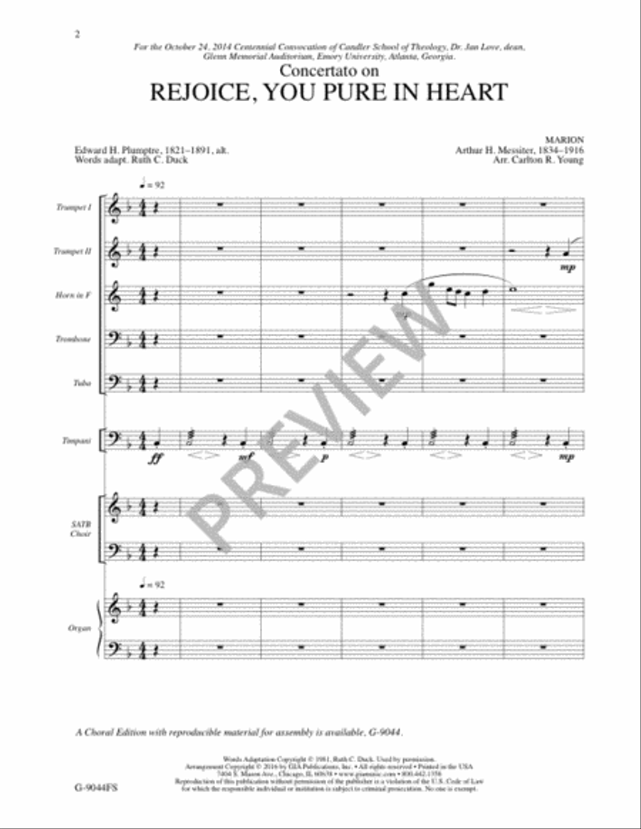 Rejoice, You Pure In Heart - Full Score and Parts 4-Part scores gallery preview page 3