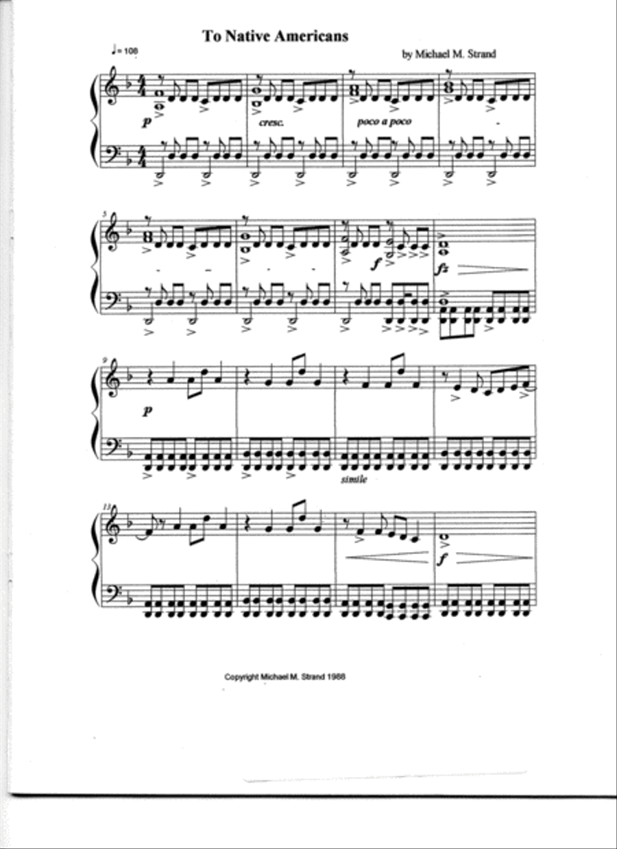 To Native Americans - (piano solo) Piano Solo scores gallery preview page 2