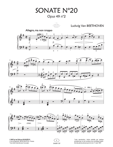 Sonate n°20 Opus 49 n°2 (Collection Anacrouse)