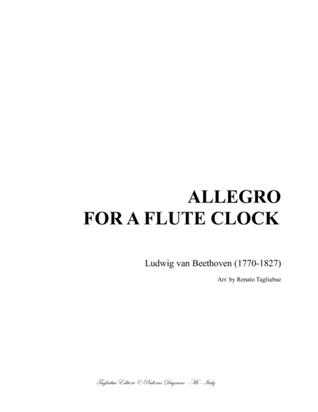 ALLEGRO FOR A FLUTE CLOCK - Beethoven - Arr. for piano image number null