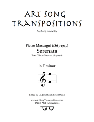 Book cover for MASCAGNI: Serenata (transposed to F minor)