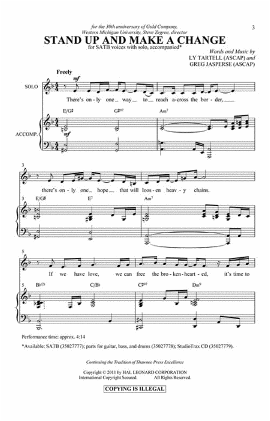 Stand Up and Make a Change 4-Part scores gallery preview page 2