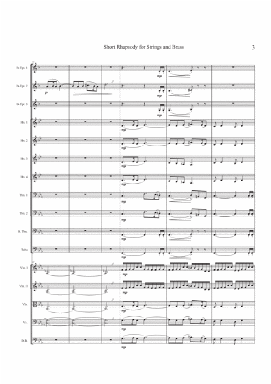Short Rhapsody for Strings and Brass Chamber Orchestra scores gallery preview page 3