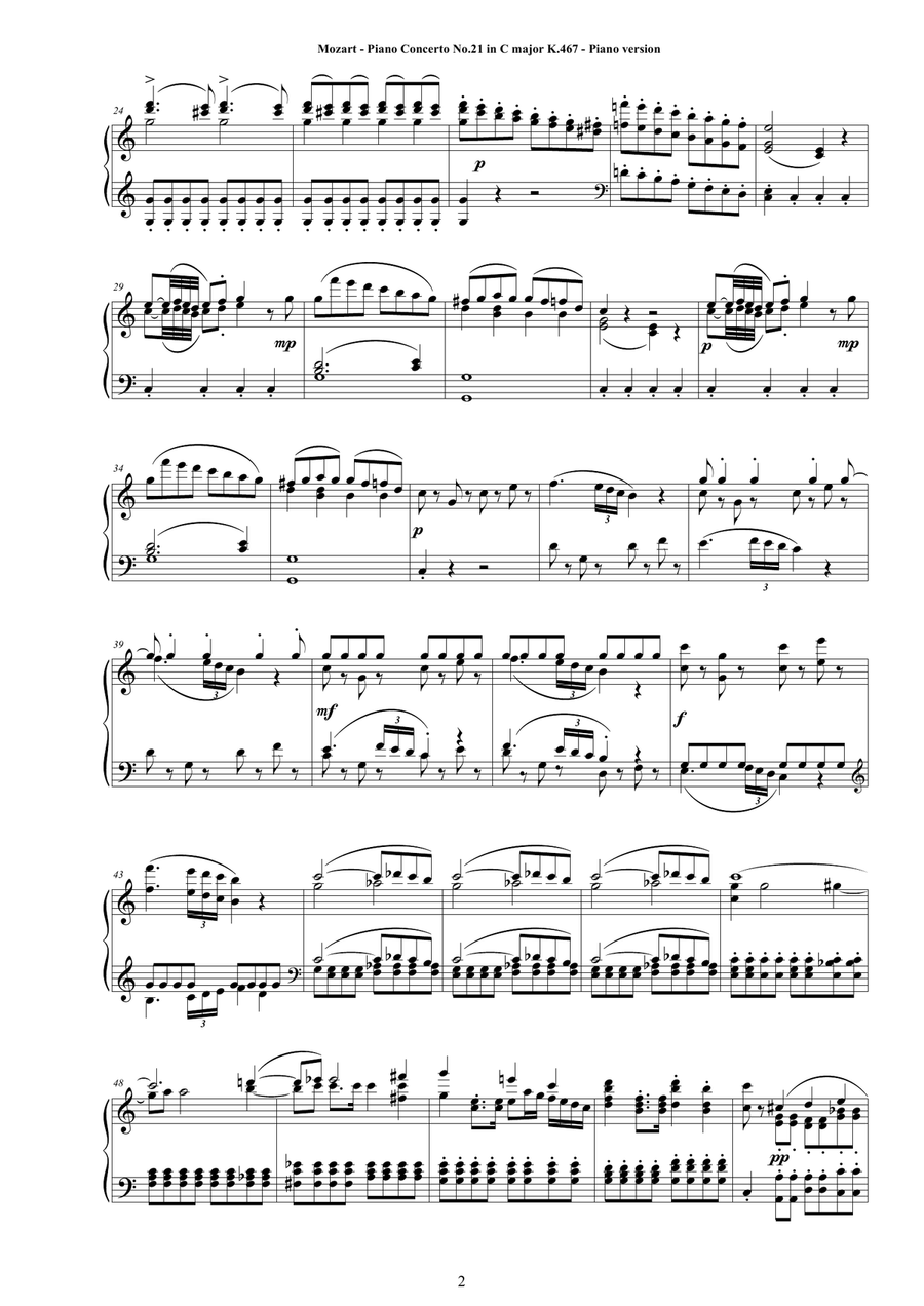 セットアップ Piano - Mozart Concerto for Version - 467 K major C in No.21 その他