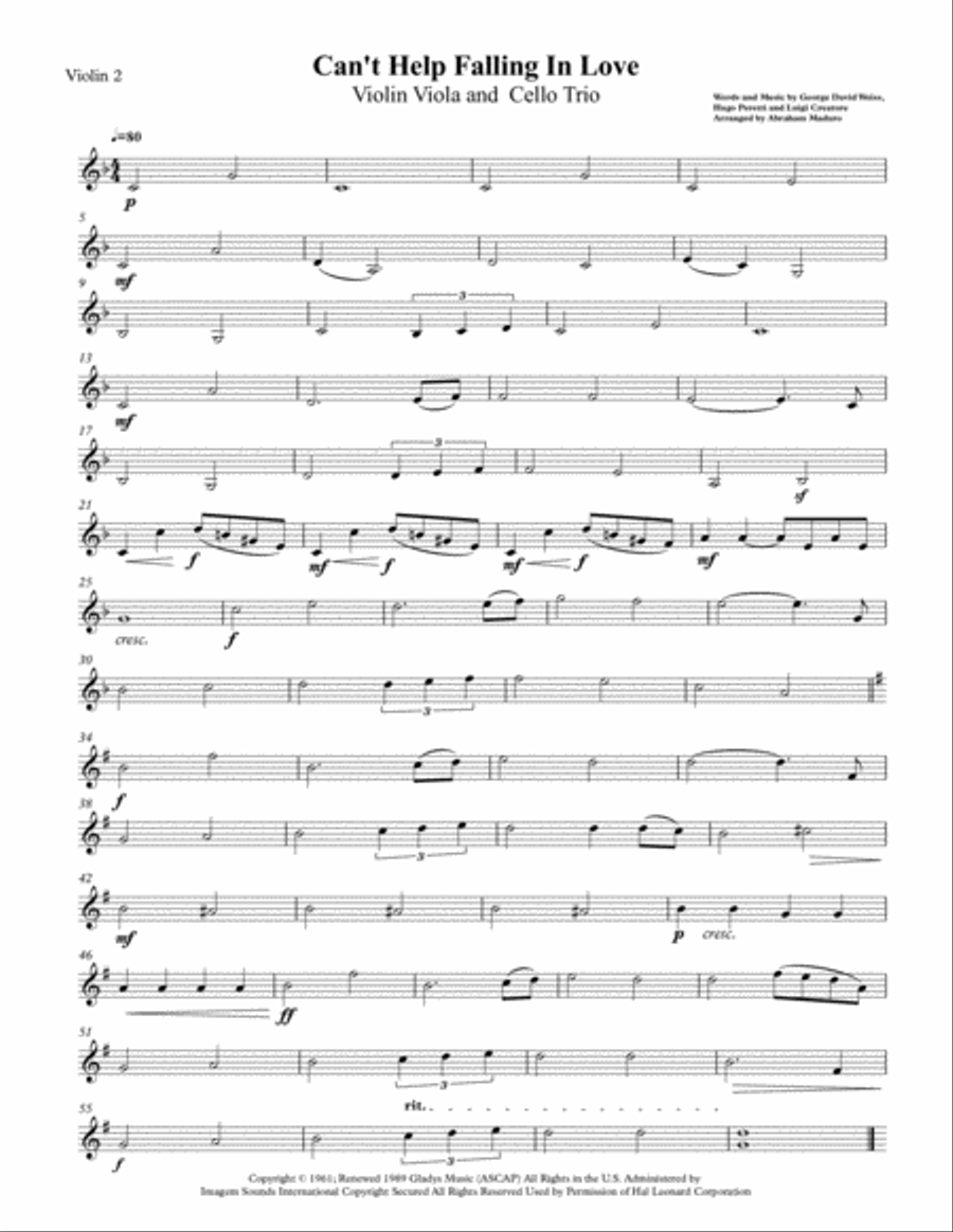 Can't Help Falling In Love String Trio scores gallery preview page 6