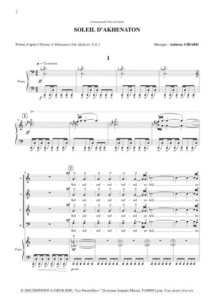 Soleil D'Akhenaton - Choeur Et Piano