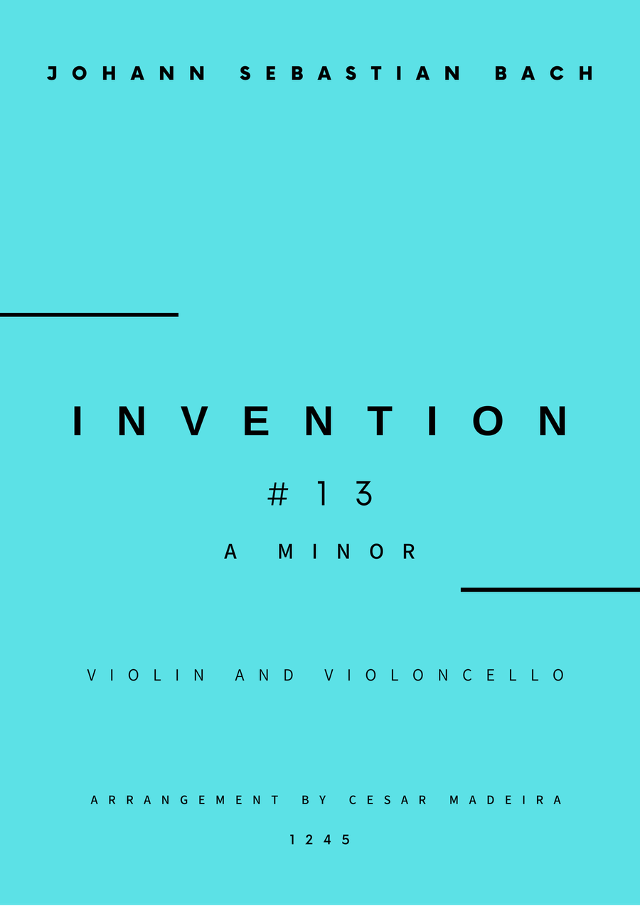 Invention No.13 in A Minor - Violin and Cello (Full Score and Parts) String Duet scores gallery preview page 1
