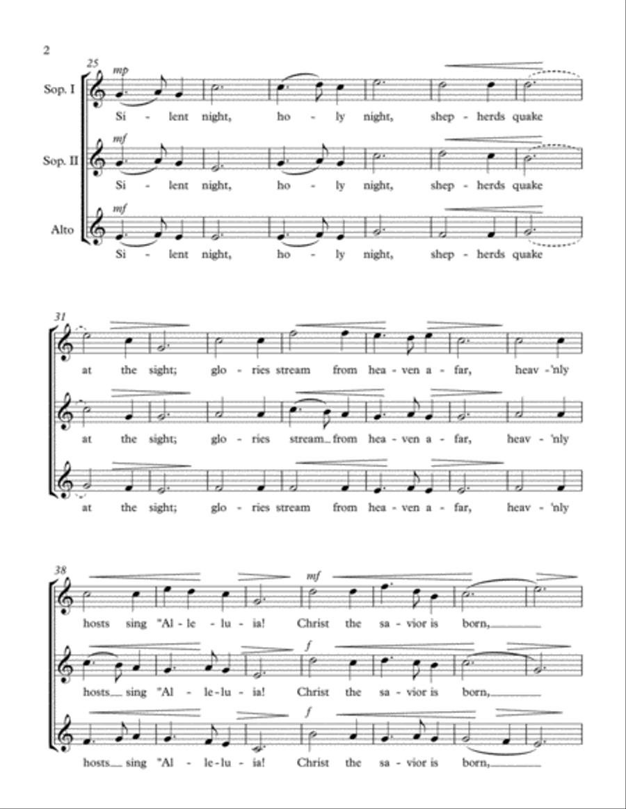 Silent Night SSA SSA scores gallery preview page 3