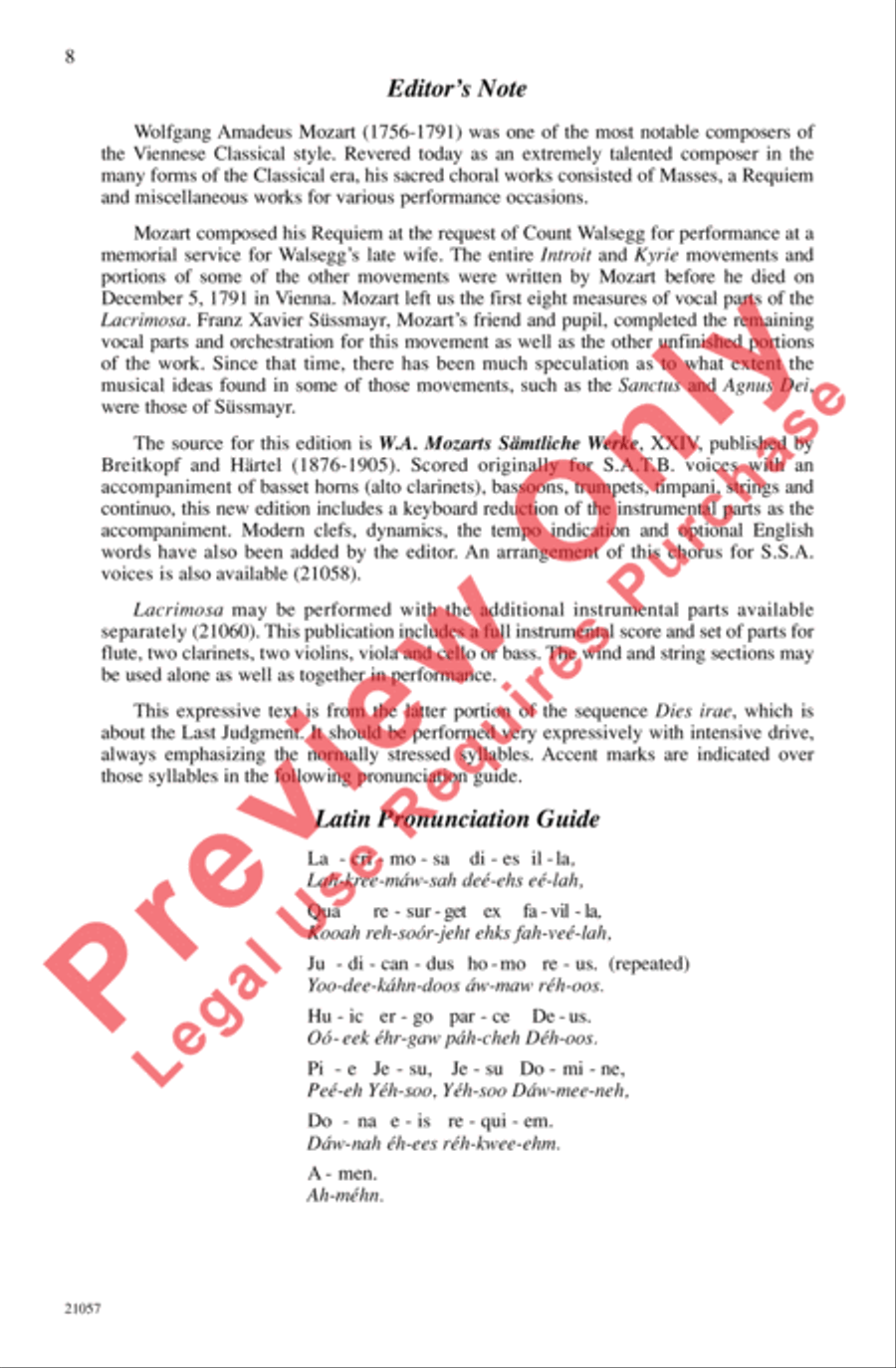 Lacrimosa (from Requiem) Lacrimosa (from Requiem) 4-Part scores gallery preview page 8