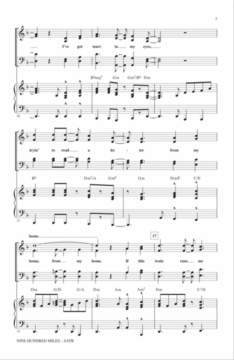 Nine Hundred Miles Nine Hundred Miles 4-Part scores gallery preview page 2
