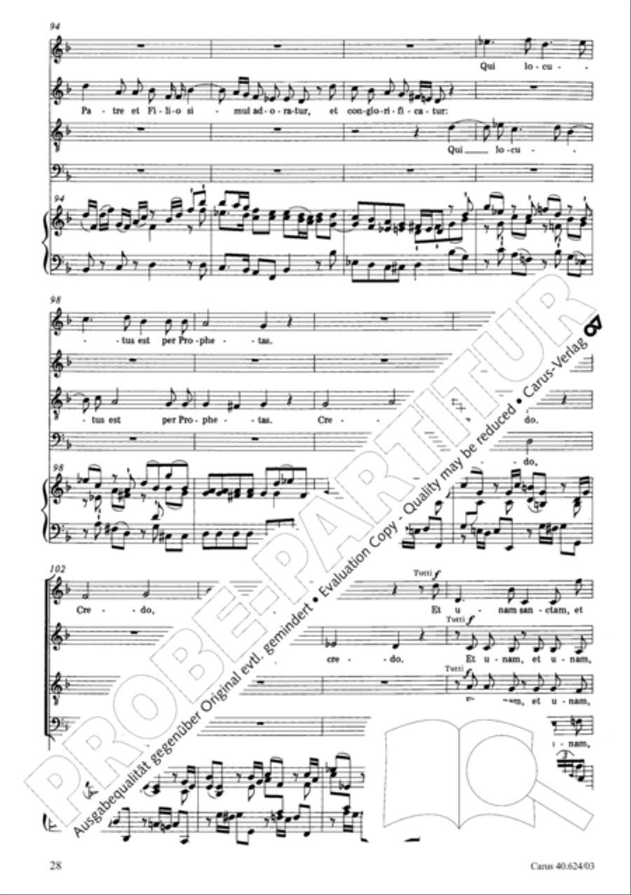Missa brevis in F major 4-Part scores gallery preview page 29