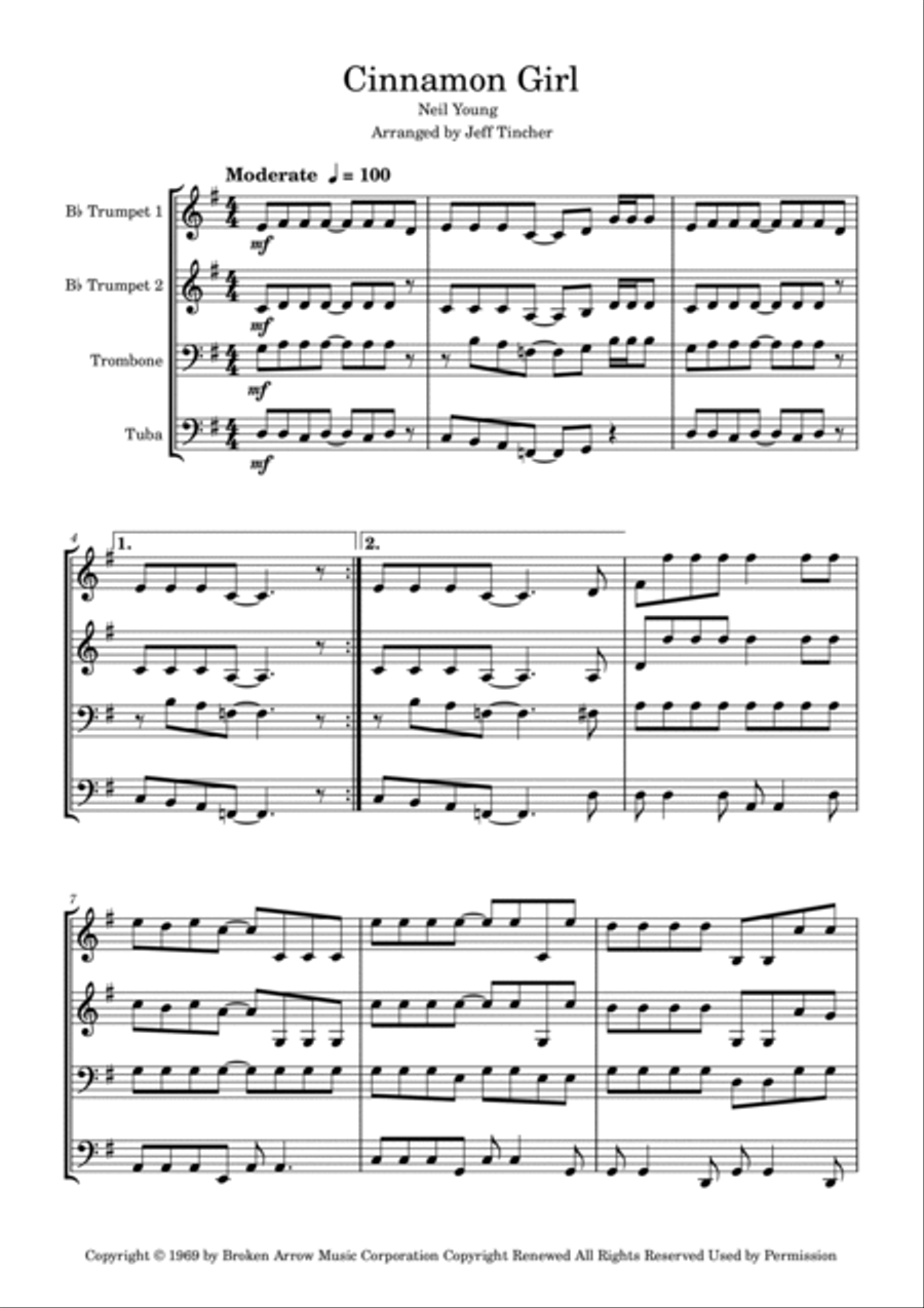 Cinnamon Girl Brass Ensemble scores gallery preview page 2