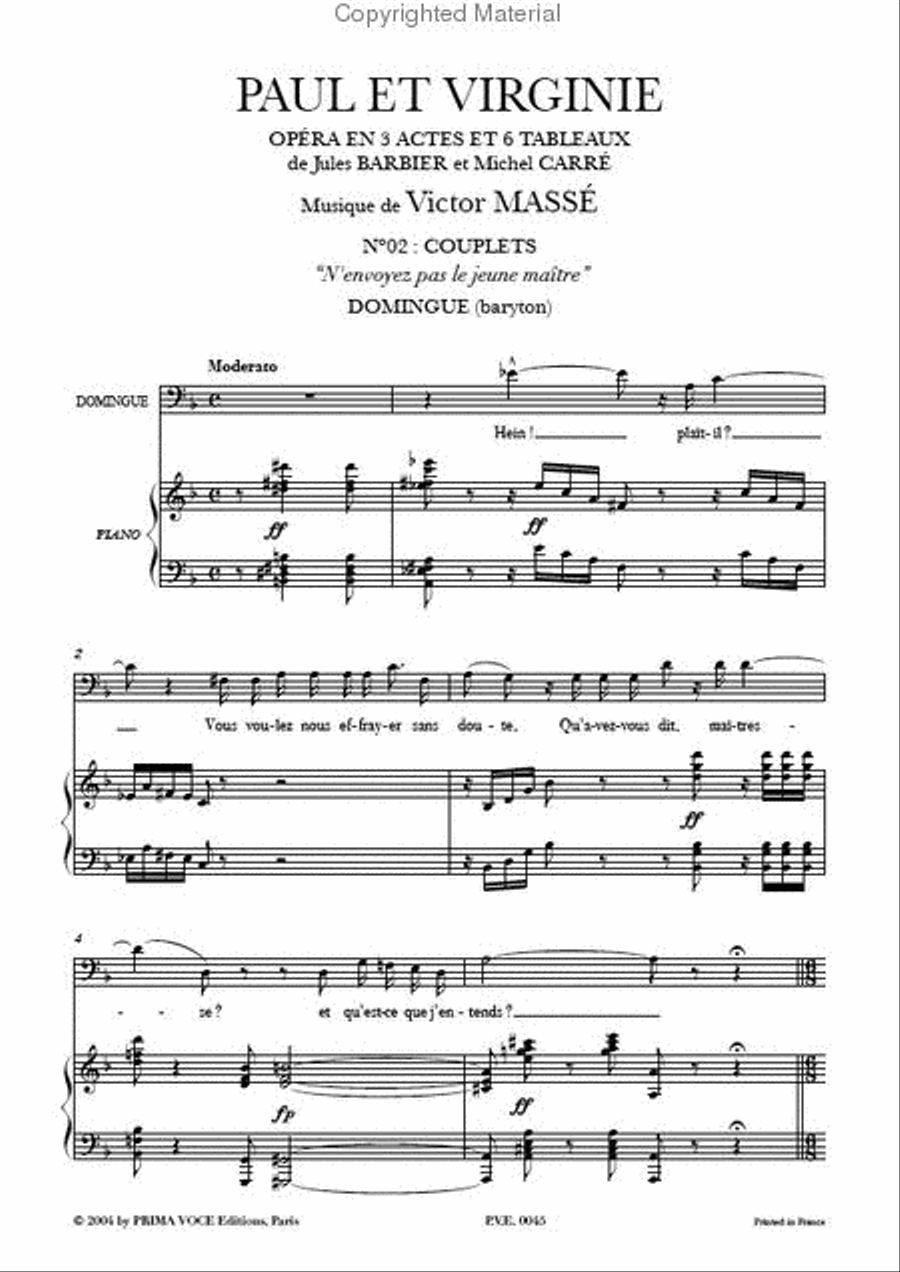 N'envoyez pas le jeune maitre from Paul et Virginie Baritone Voice scores gallery preview page 2
