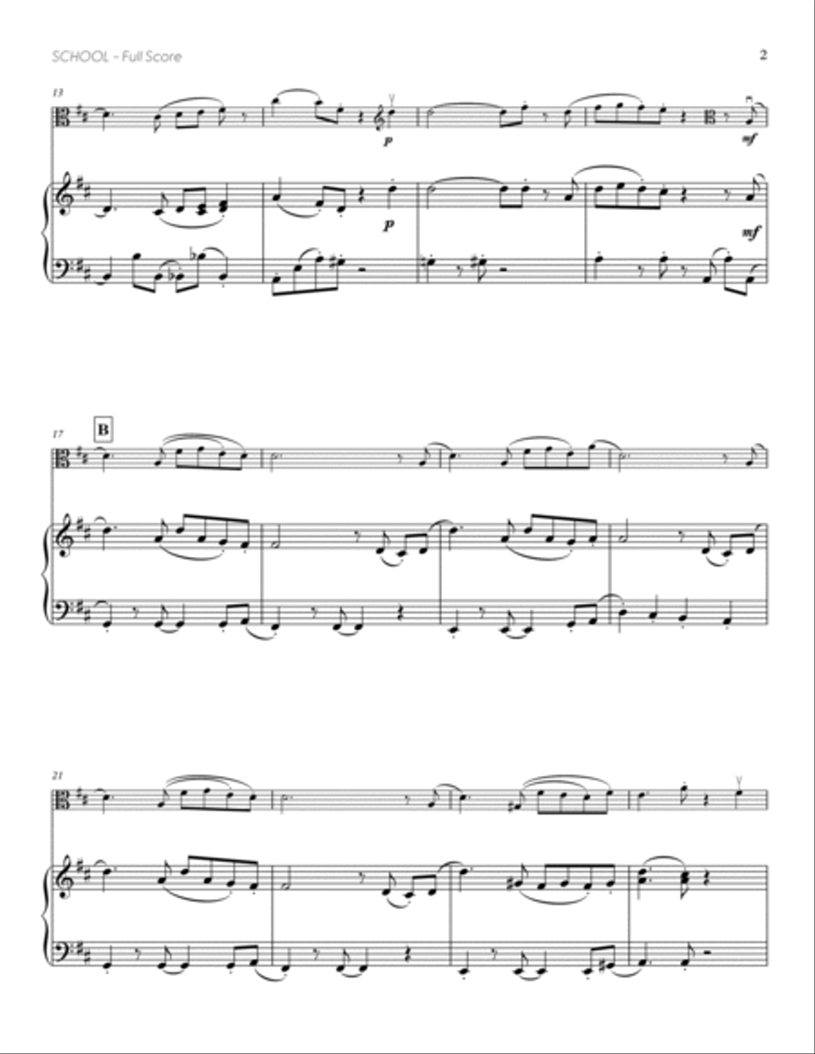School (from DELTARUNE) (for Solo Viola with Piano Accompaniment) Piano Accompaniment scores gallery preview page 3