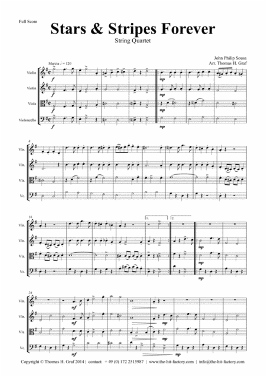 Stars and Stripes forever - Sousa - String Quartet String Quartet scores gallery preview page 2