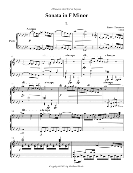 Piano Sonata in F Minor (1880)