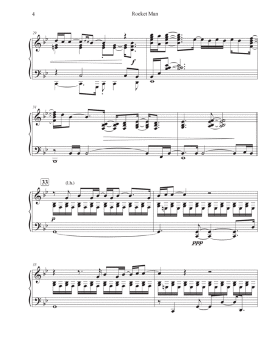 Rocket Man (i Think It's Gonna Be A Long Long Time) Piano Solo scores gallery preview page 4