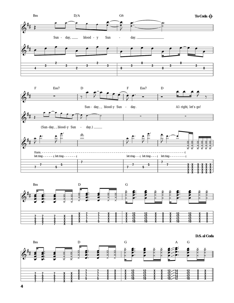 Sunday Bloody Sunday Acoustic Guitar scores gallery preview page 4