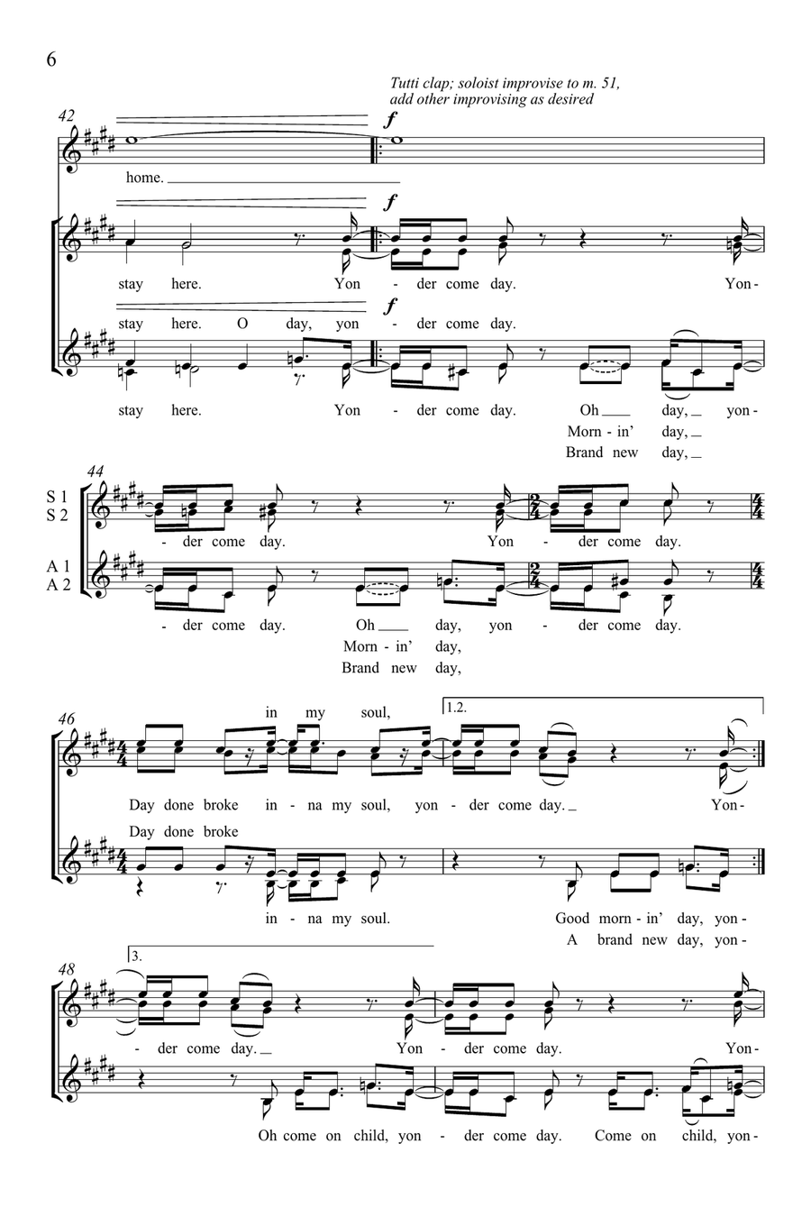 Yonder Come Day SSAA scores gallery preview page 5