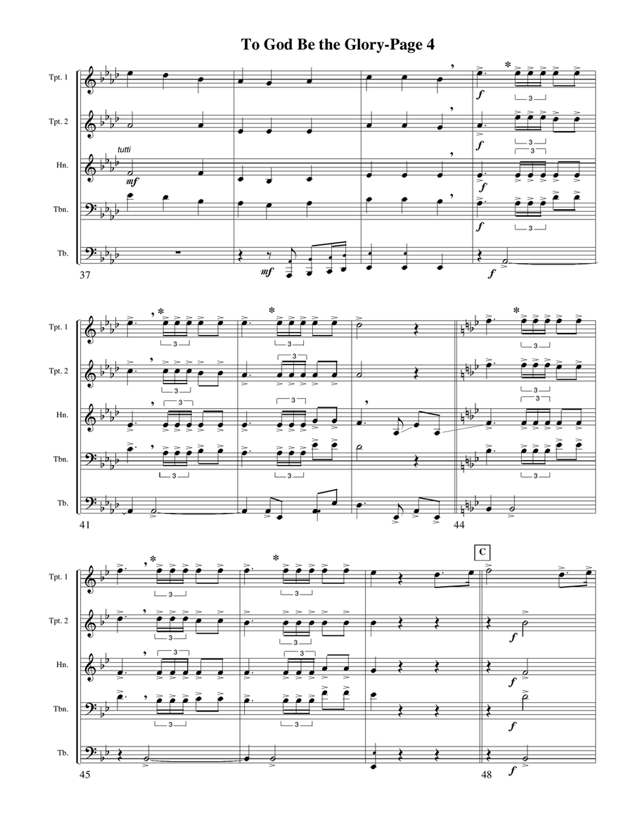 To God Be the Glory for Brass Quintet Brass Quintet scores gallery preview page 4