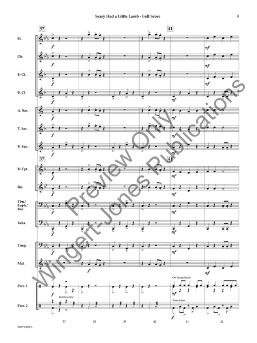 Scary Had a Little Lamb (Score) Concert Band scores gallery preview page 10