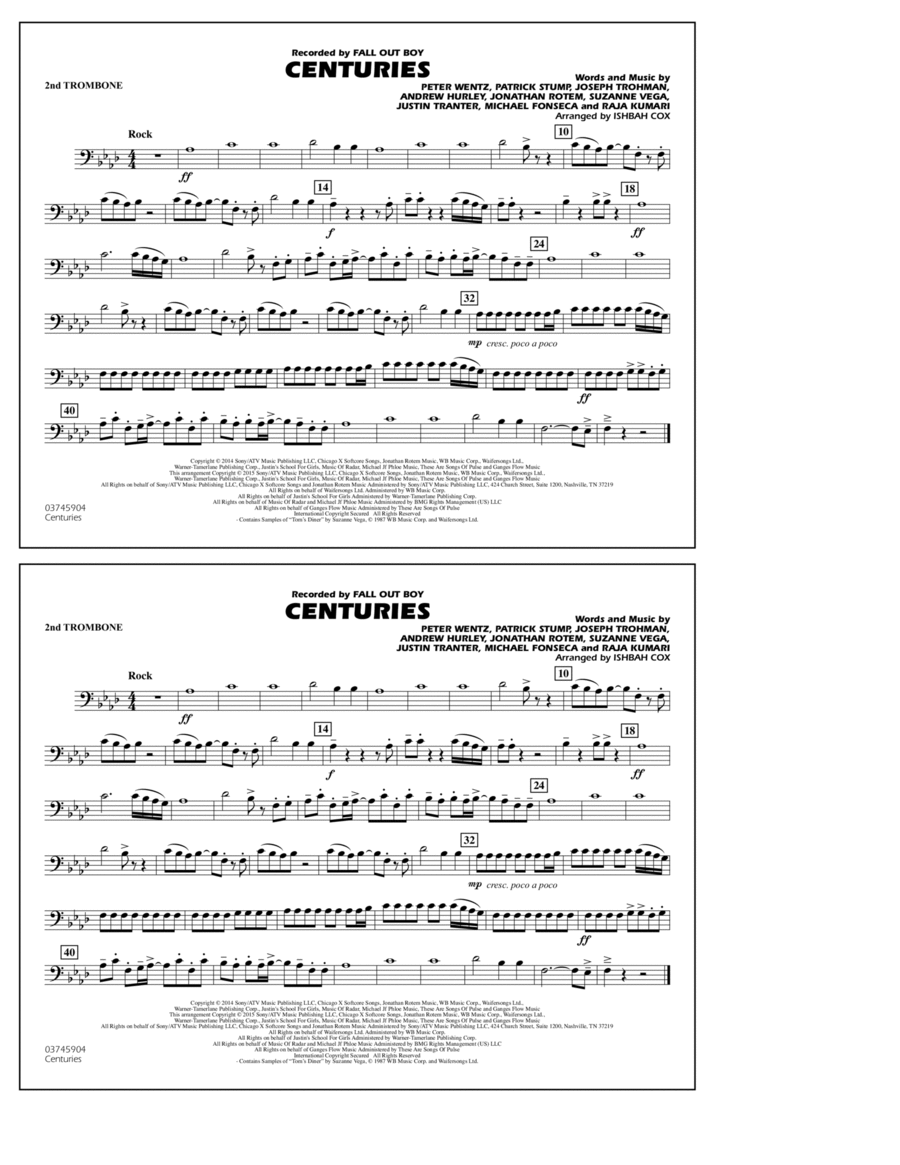 Centuries - 2nd Trombone Trombone scores gallery preview page 1