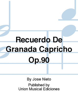 Book cover for Recuerdo De Granada Capricho Op.90