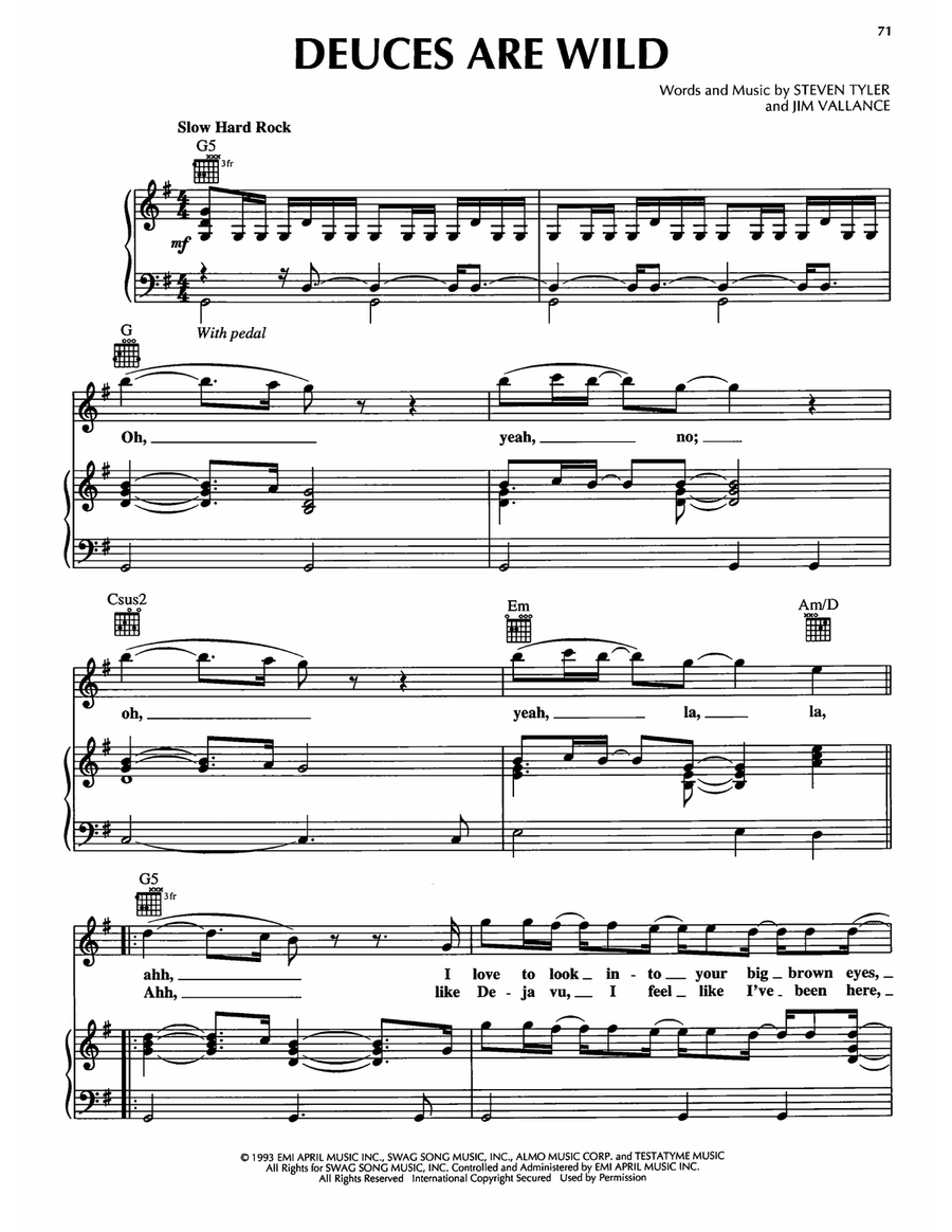 Deuces Are Wild Piano, Vocal, Guitar scores gallery preview page 1