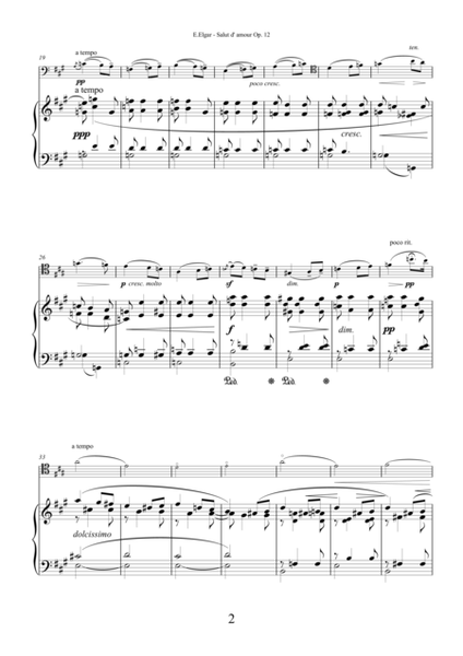 Salut d' Amour Op.12 by Edward Elgar, transcription for cello and piano