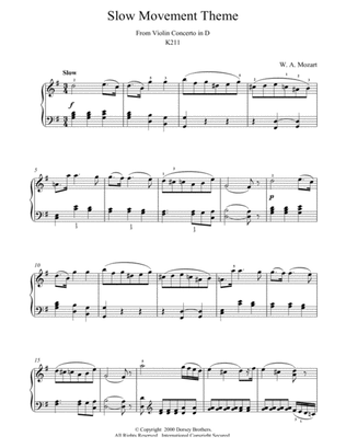 Book cover for Slow Movement Theme from Violin Concerto in D