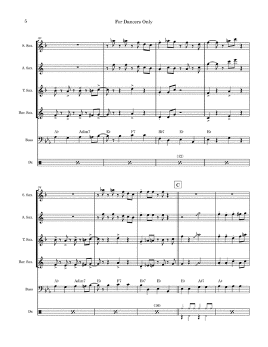 For Dancers Only Saxophone Quartet scores gallery preview page 5