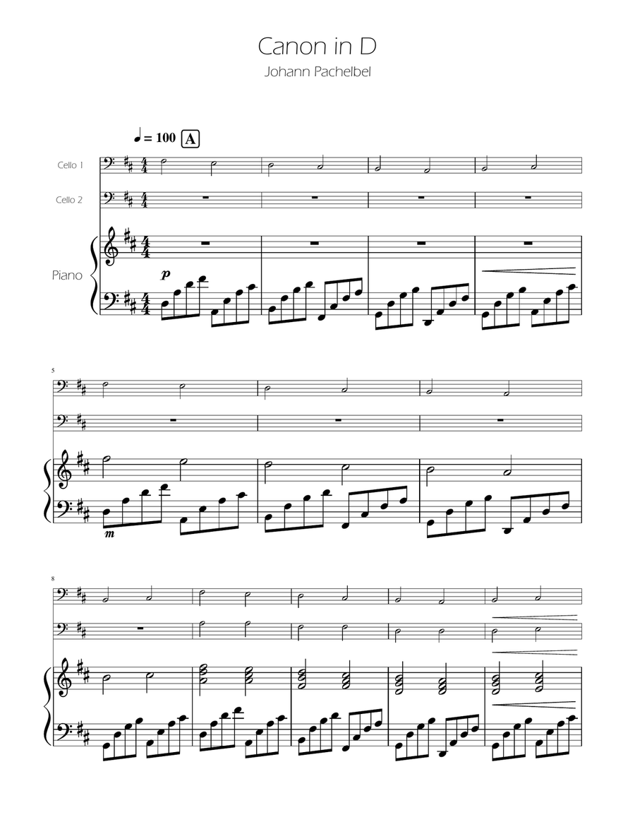 Canon in D - Cello Duet String Duet scores gallery preview page 1