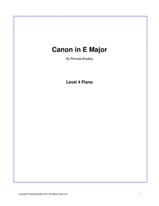 Canon in E Major (Contemporary Classical Lvl 4 piano solo)