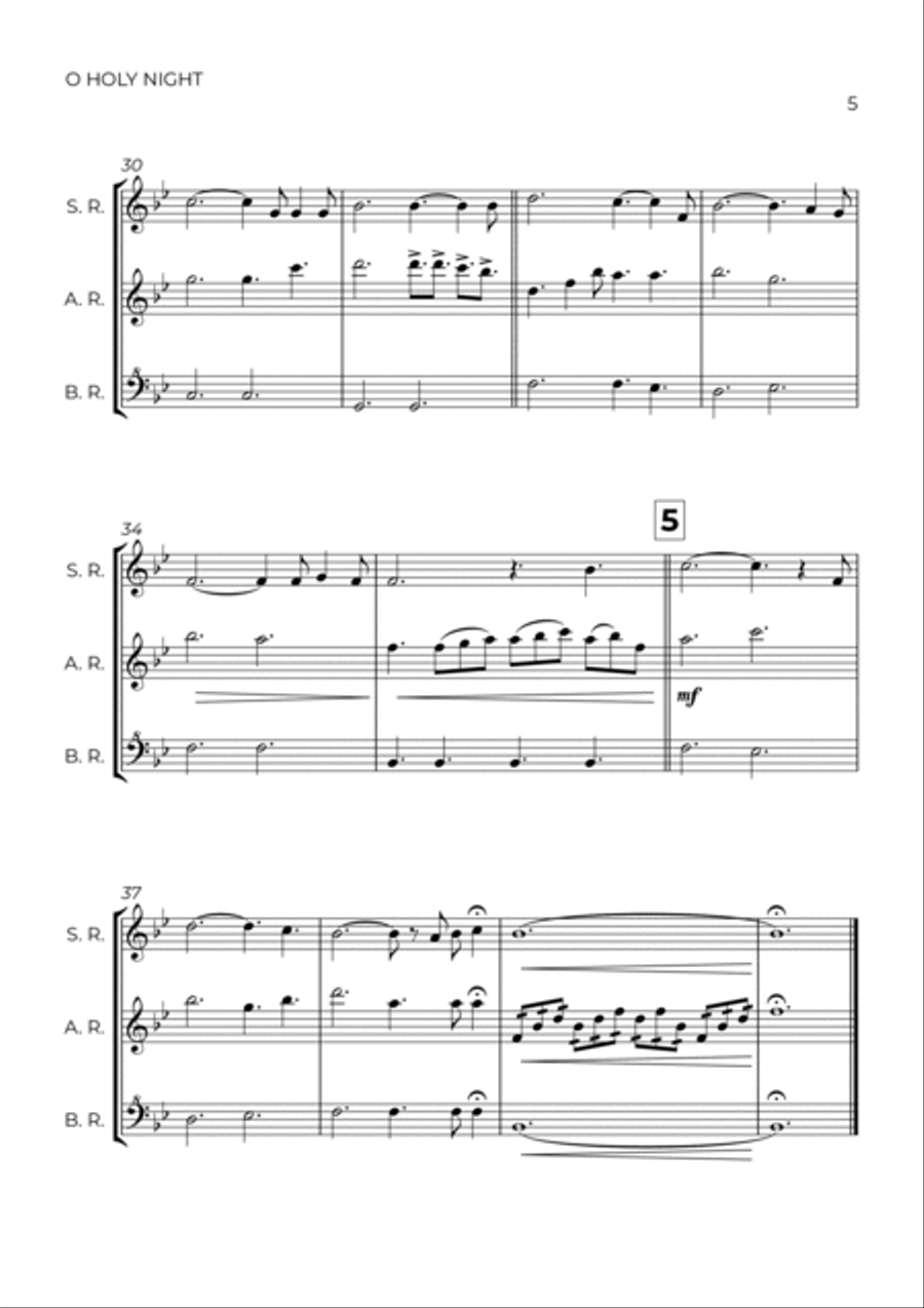 O Holy Night Soprano Recorder scores gallery preview page 5