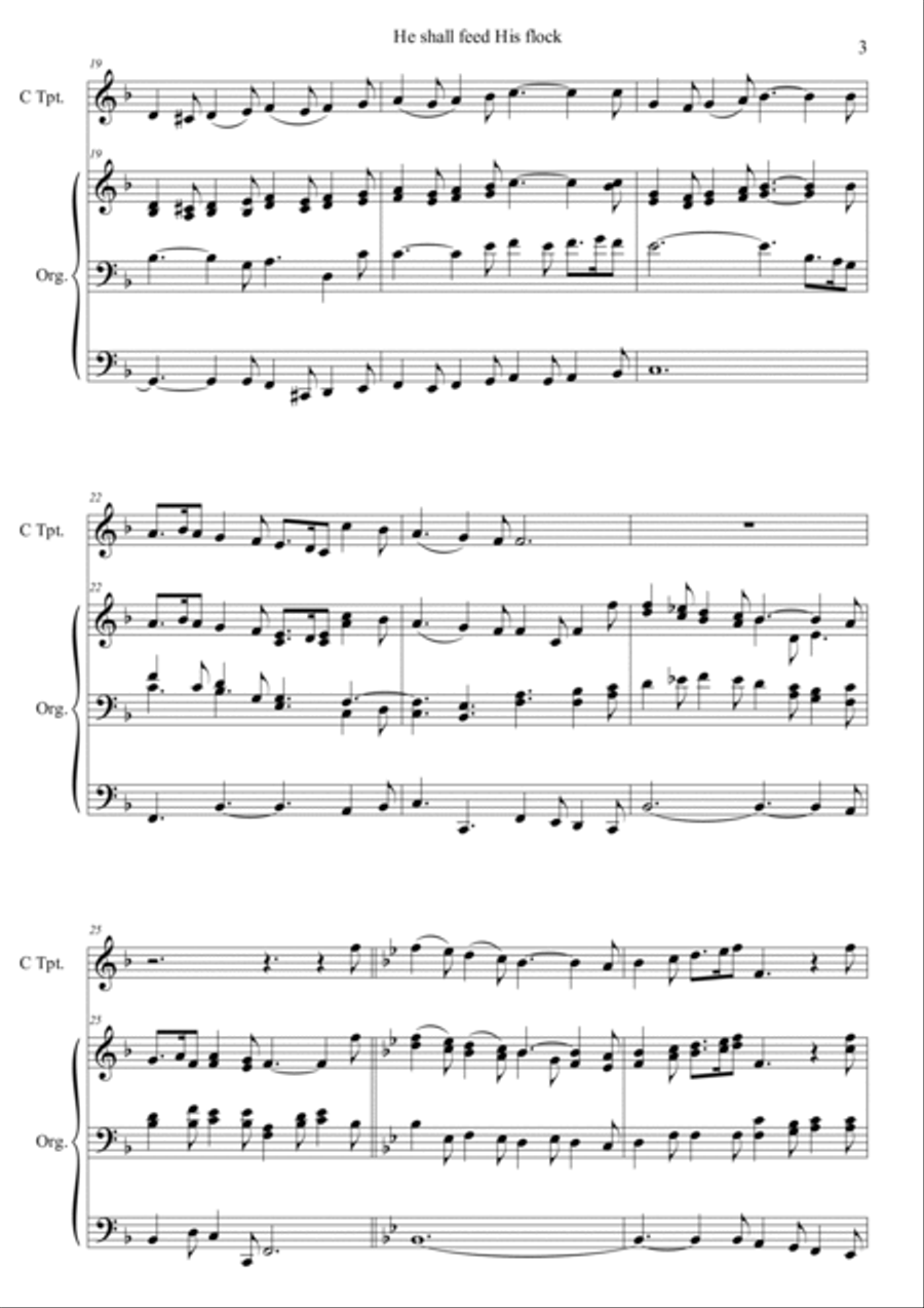 He shall feed His flock for Trumpet and Organ Trumpet Duet scores gallery preview page 4