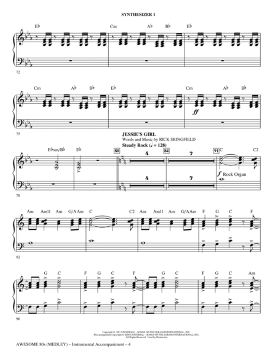 Awesome '80s (Medley) - Synthesizer I Choir scores gallery preview page 4