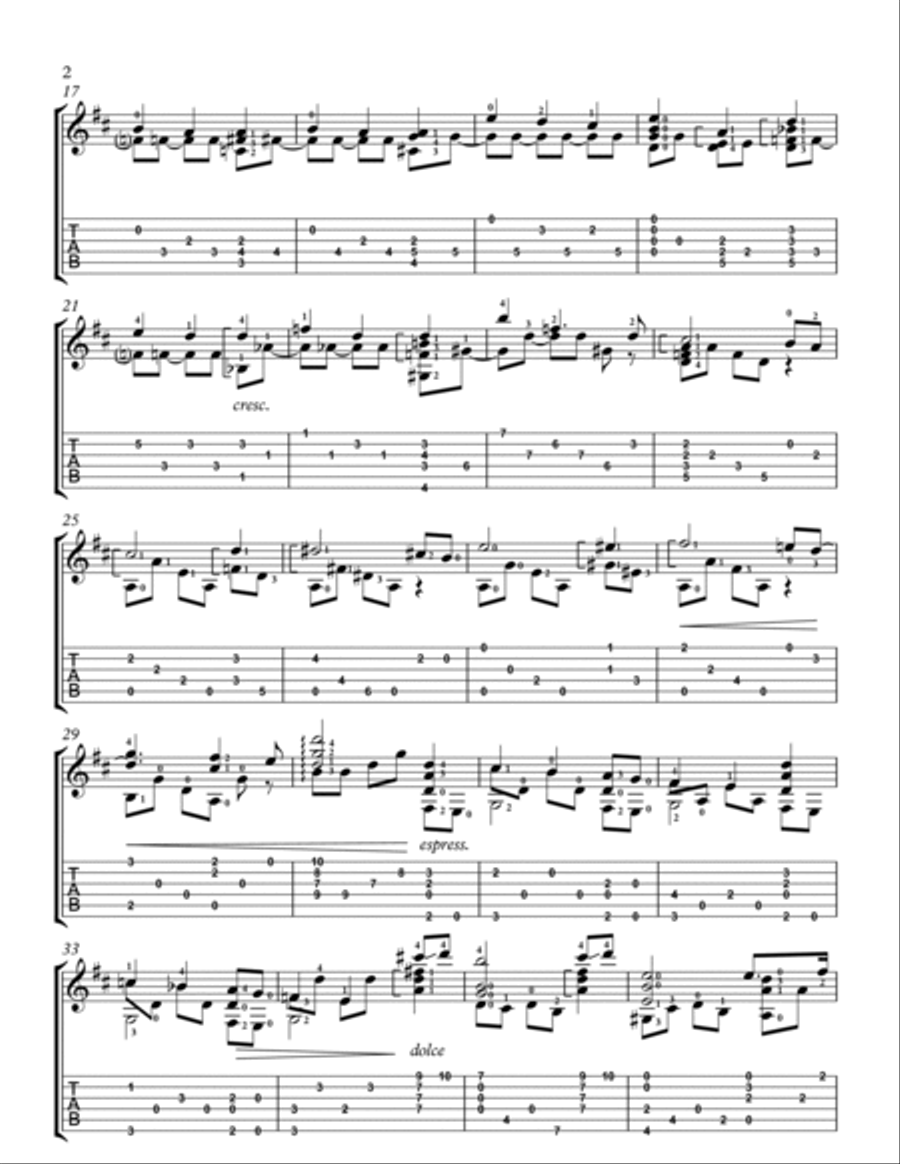 Intermezzo No. 2 Op. 118, guitar arrangement Acoustic Guitar scores gallery preview page 2