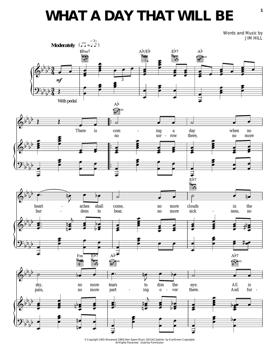What A Day That Will Be Piano, Vocal, Guitar scores gallery preview page 1