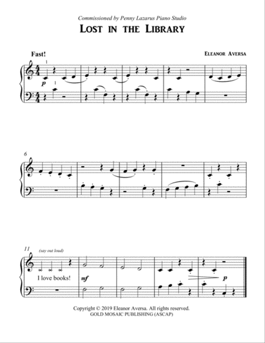 Lost in the Library Easy Piano scores gallery preview page 1