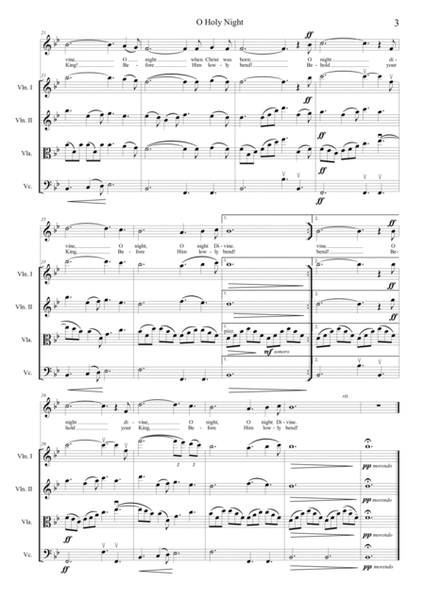 O Holy Night for Vocal Solo and/or String Quartet B-flat