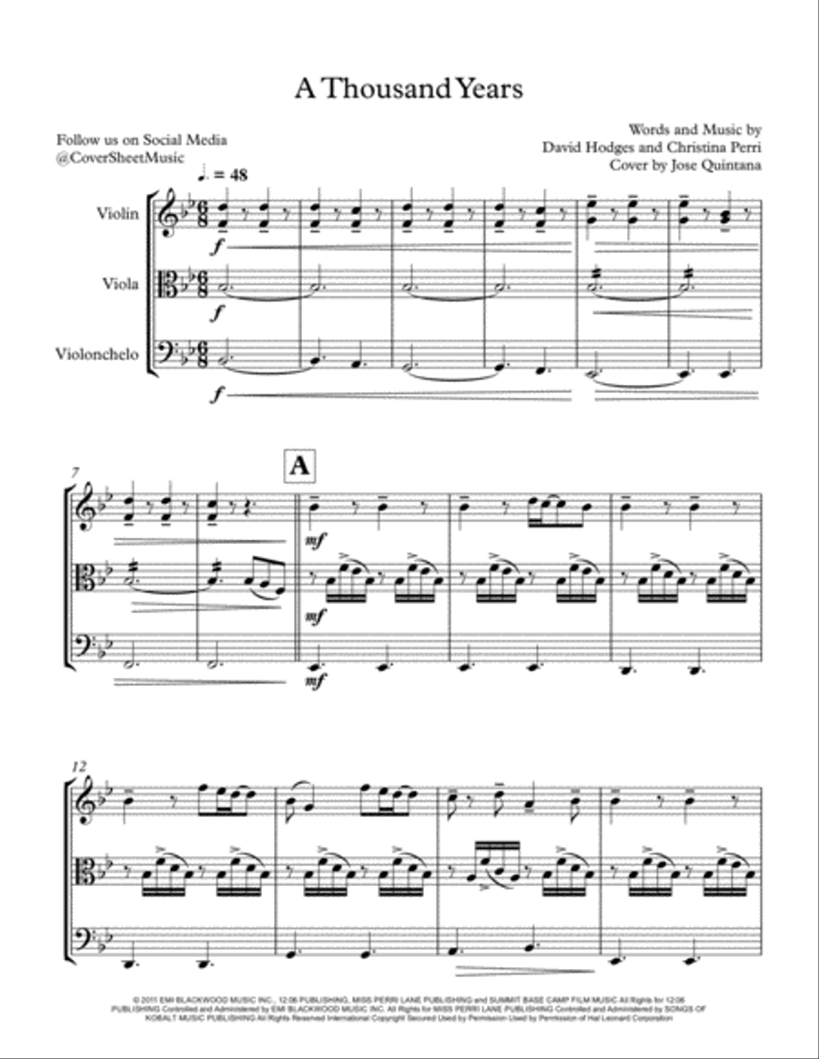 A Thousand Years A Thousand Years String Trio scores gallery preview page 2